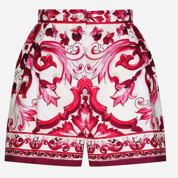 Dolce & Gabbana Pants - DOLCE & GABBANA Majolica-print poplin shorts